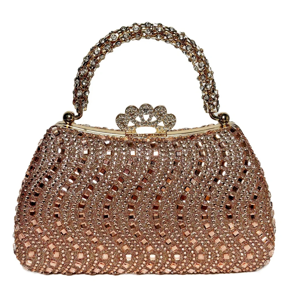 

2025 сверкающая женская сумка со стразами, многосторонняя сумка через плечо, маленькая сумка на плечо, розовое золото, серебро, черный