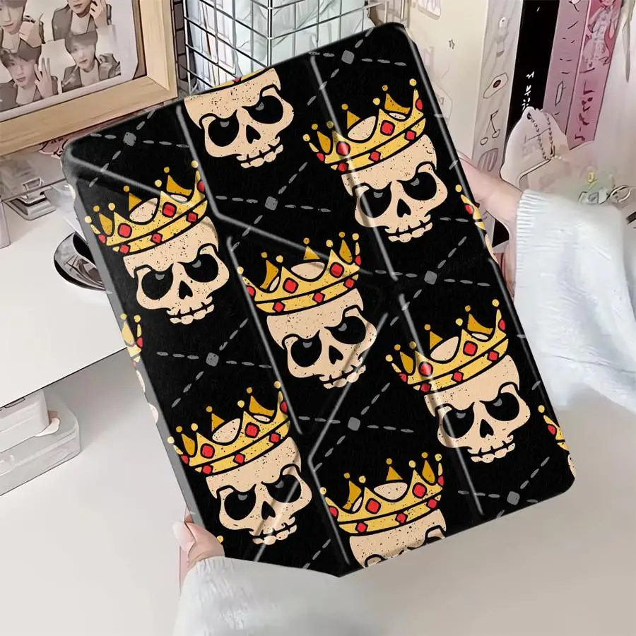 

Crown Skull Holder Cover Tablet Case For iPad Pro 2025 Air 4 5 M3 M2 1 2 M4 11inch Mini 6 7 Pro 11th 10th 9th 8th 7th 12.9inch