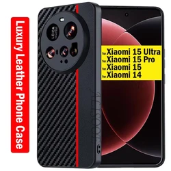 Leather Funda for Xiaomi 15 Ultra Redmi 14C Case Luxury Plain Leather Protection Plastic Hard Cover for Xiaomi 14T 14 Pro Capa