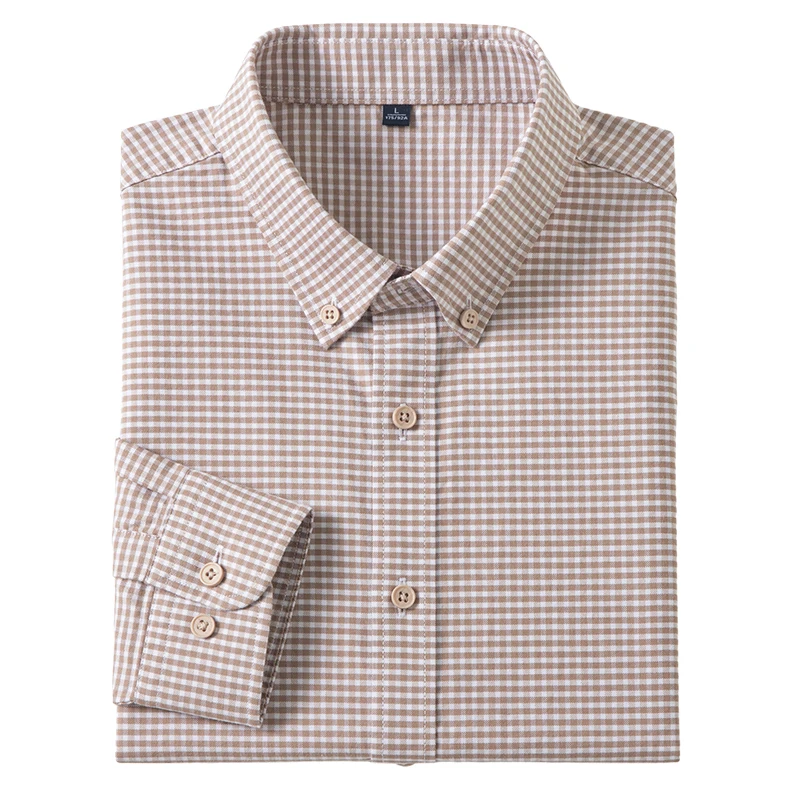 Herren-Langarmhemd aus Baumwolle mit kleinen Karos - trendiger Casual-Stil, vielseitig und geeignet für Streetwear.