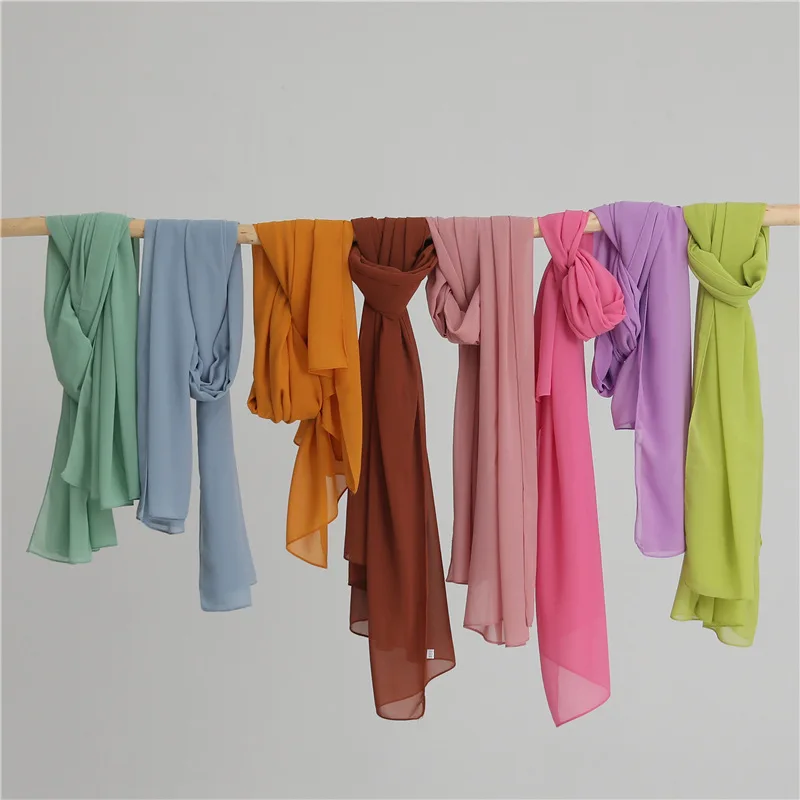 Sommerlicher langer Seidenschal für Damen, großer Schal, Wickeltuch, Stirnband, einfarbiges Design, Hijab, Strandtuch, Damen-Foulard, Echarpe, Bandana – Detail 7