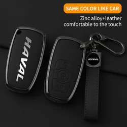 New Alloy Leather Car Key Case Cover Fob Protector Shell for GWM Great Wall Haval H6 2015 C50 Hoist ID46 433MHZ Auto Accessories