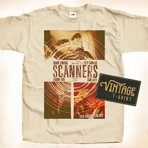 Scanners T shirt Tee Natural Vintage Cotton Movie Poster Beige All Sizes