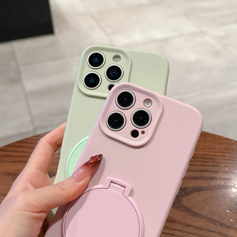 الفاخرة مرآة الوجه حامل حامل قوس الحال بالنسبة آيفون 16 14 15 برو ماكس زائد 13 12 11 السائل سيليكون لينة غطاء مقاوم للصدمات #4