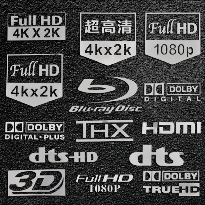 Dolby Bluetooth WIFI THX DTS NFC 4K HD 1080P Metal Sticker Mobile Computer TV Sticker