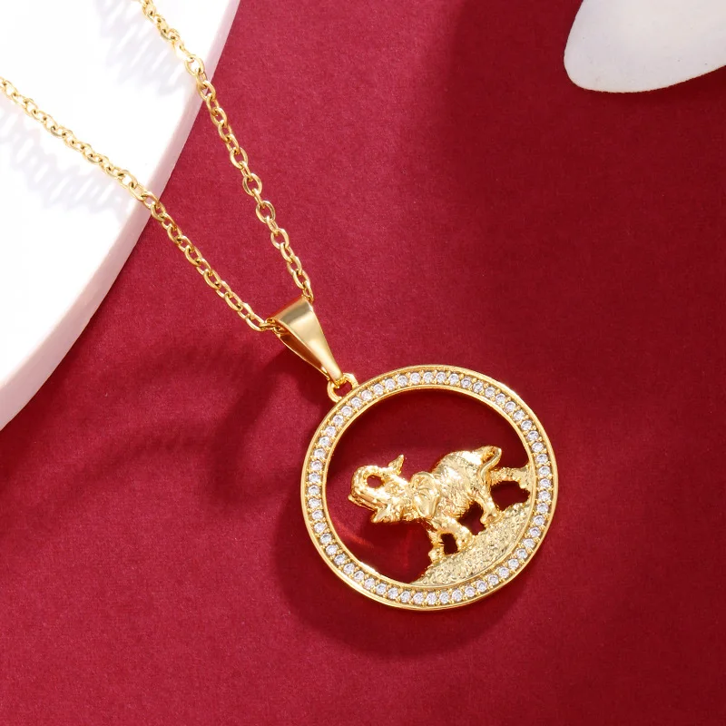 

Роскошное женское ожерелье с подвеской в виде слона из чистого золота 24 карата 9999 пробы