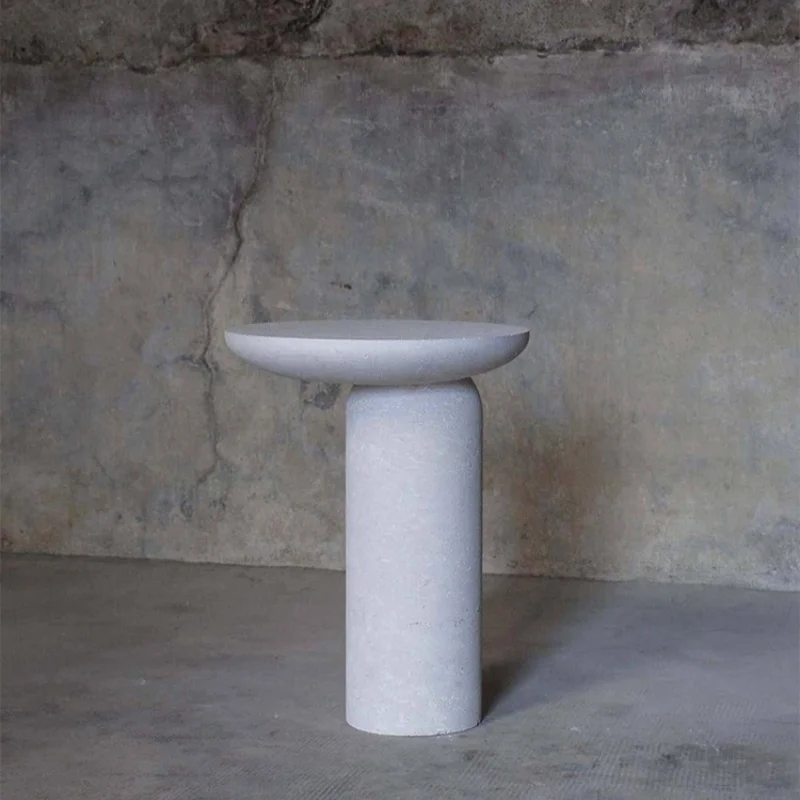 

Wabisabi style natural travertine side table living room designer coffee table light luxury creative decoration