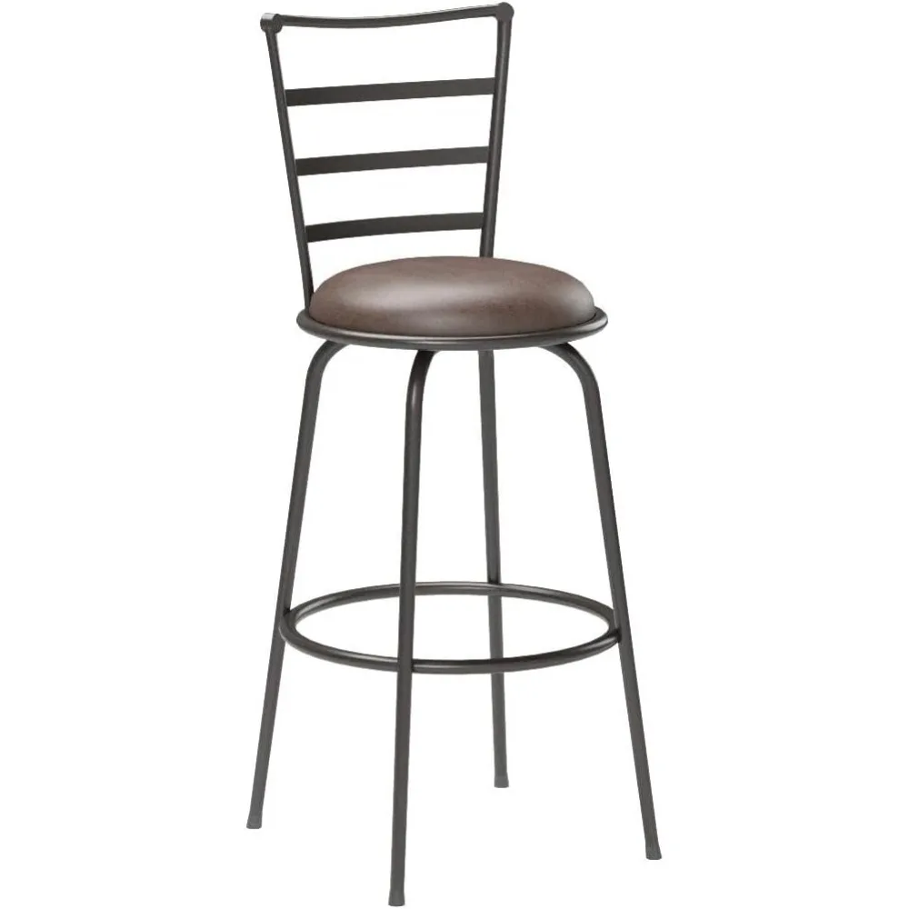 Ajustável-Altura Giratória Barstool, Martelado Bronze Finish, Conjunto de 3, Brown