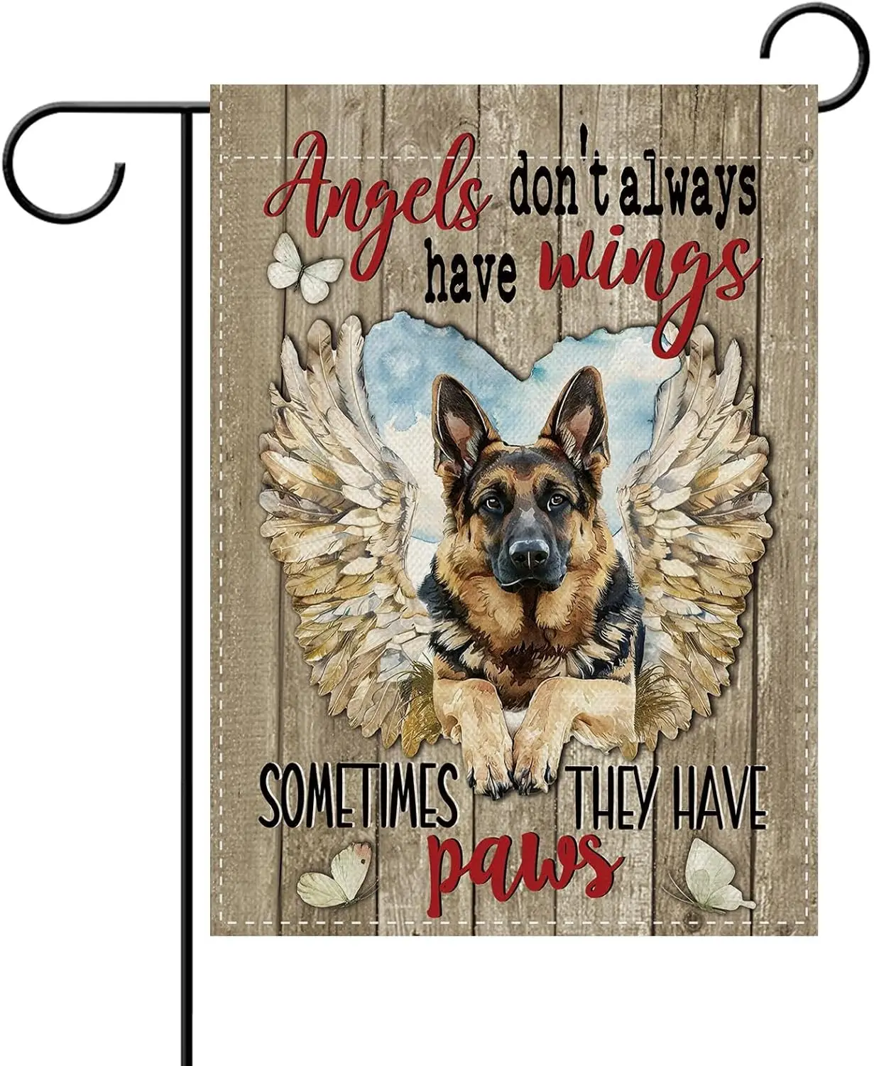 Dyrenson Memorial German Shepherd Dog Garden Flag, Angels Don't Always Have Wings Cemetery Yard Outside Home Decoration  ZZM