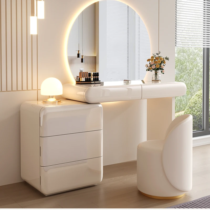 

Bedroom Bedside Tables Holder Tricks Integrated Small Master Light Luxury Minimalist Dressing Solid Wood Apartment Cream Makeup