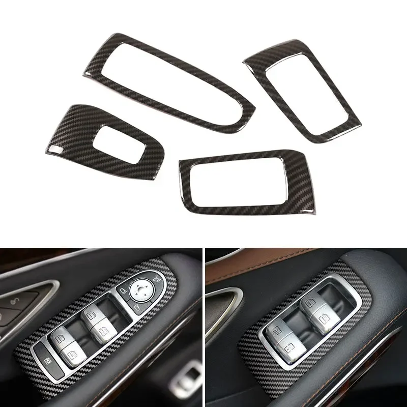 

Carbon Fiber Texture Car Styling Door Window Switch Glass Lift Button Frame Cover Trim For Mercedes Benz S Class 2014-2020 LHD