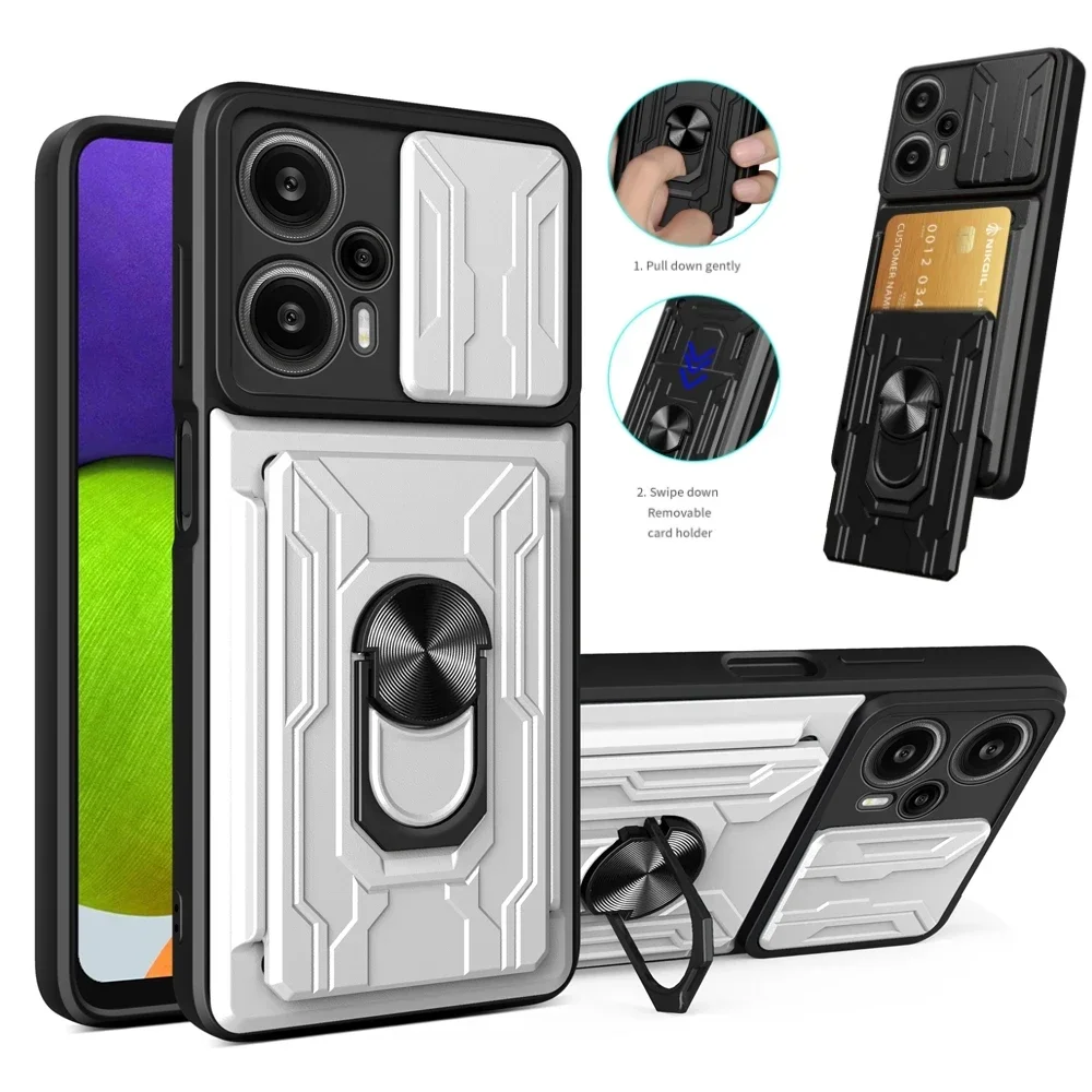 ShockProof Case For Xiaomi Redmi Note 13 12 11 10 9 8 Pro Plus 5G 4G 12S 11S 10S 9S 12C 13C Slide Window Magnet Back Case Cover