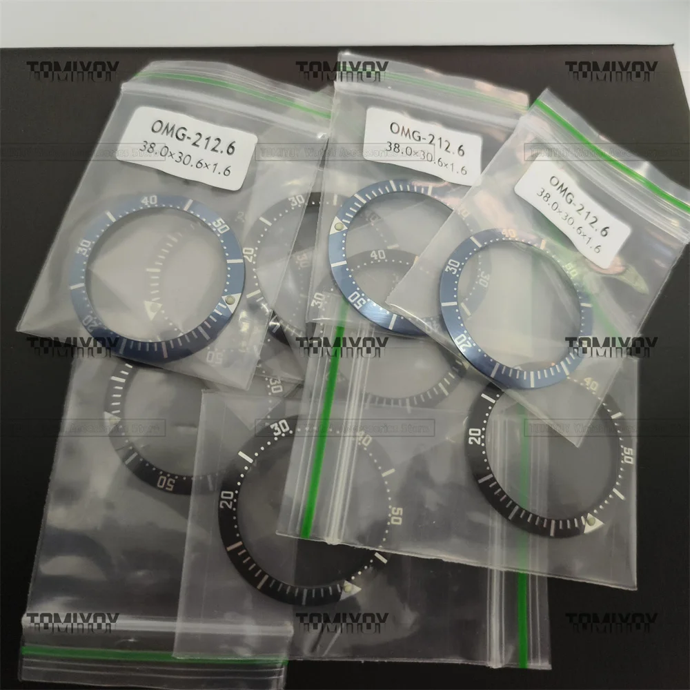 Mod Black Blue 38MM*30.6MM Sope Aluminum Green Luminous Beads Bezel Insert Fit For Omega Seamaster Series Mechanical Watch