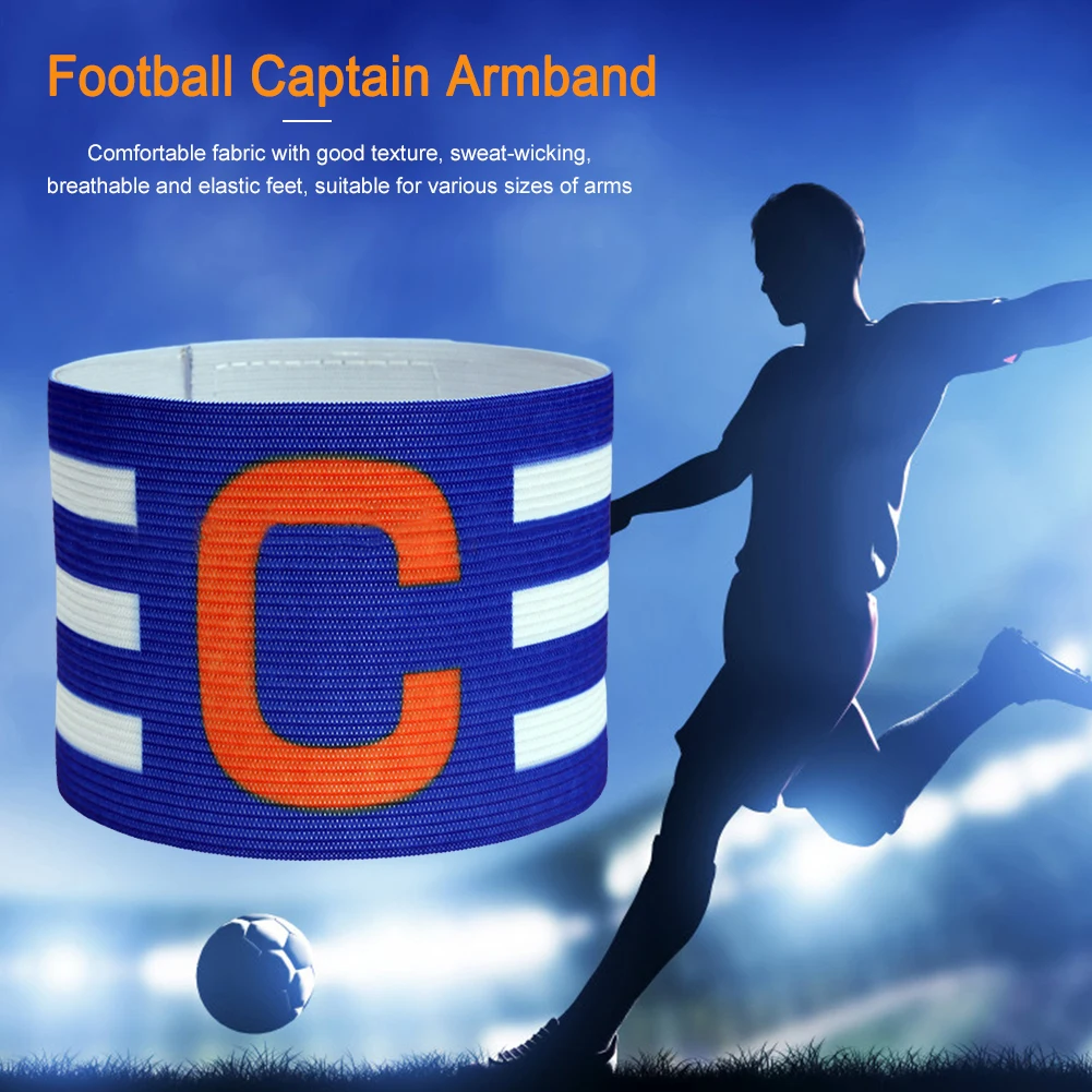 Brazalete de capitán de fútbol, brazalete deportivo elástico de colores, brazalete de capitán C, brazalete de fútbol elástico Unisex para adultos