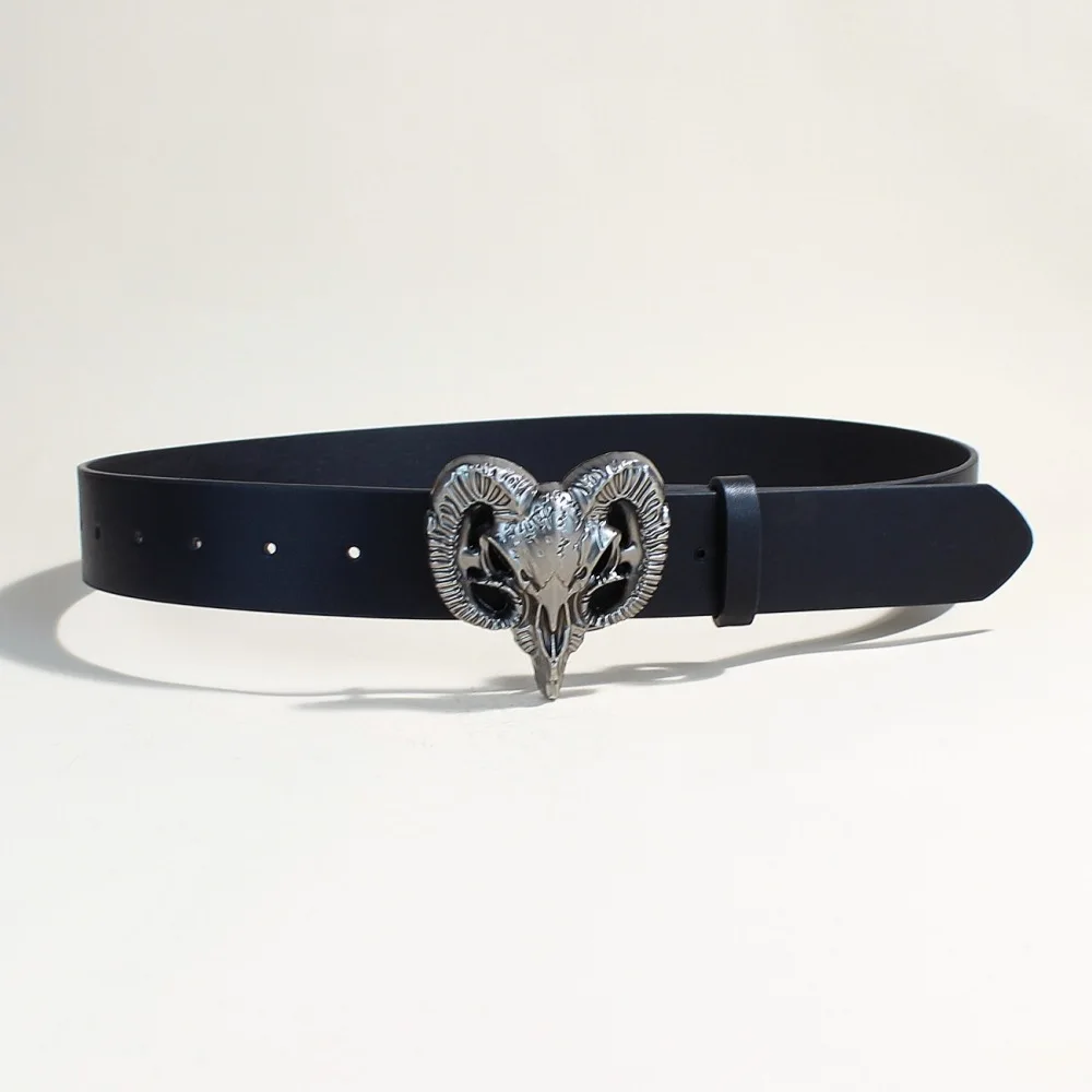 Luxury Brand 2026 Y2K Gothic Women Men Belt Hip Hop Punk Skeleton Print Rivet Waistband for Jeans view 5