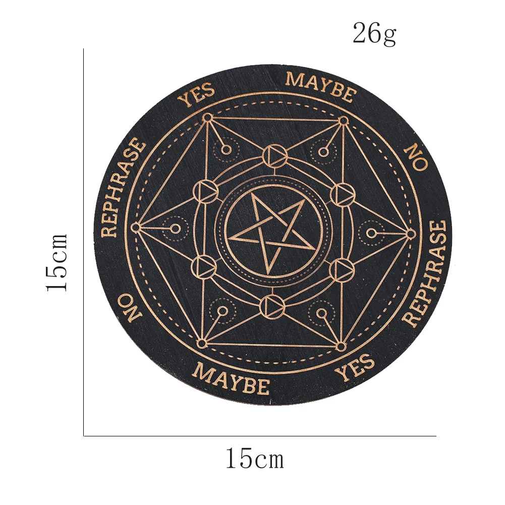 Wooden Pentagram Divination Board Spiritual Pendulum Altar Board Witches Tarot Card Reading Accessories Wiccan Crystal Grid Base