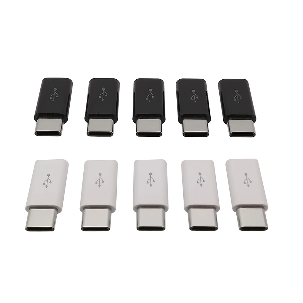 5Pcs Mini Micro USB Female to Type C Male Adapter Connector Phone Data Line Charging Converter Black White