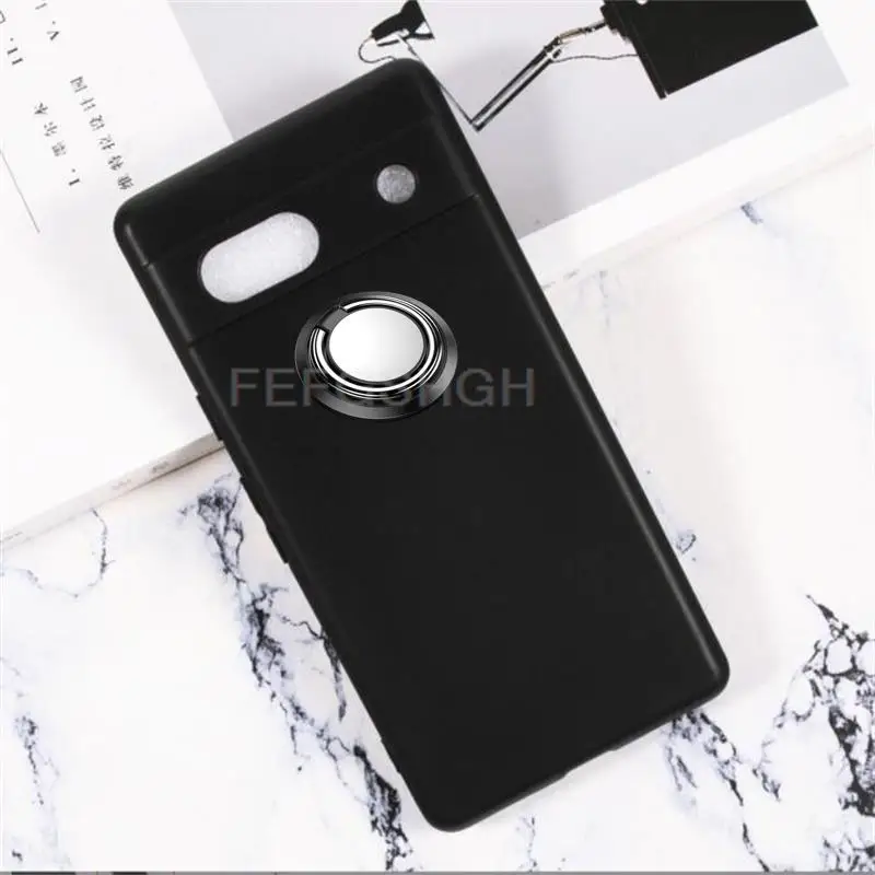 Shockproof Hard Case For Google Pixel 7a GWKK3 GHL1X G0DZQ, G82U8 Soft Silicone Ring Folding Holder Bracket Stand Cover