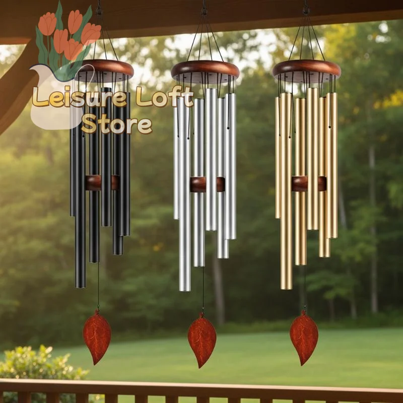 26 Inch Rustproof Aluminum Alloy Wind Chimes with Wooden Tag Soothing Sound Ornament for Patio Garden Home