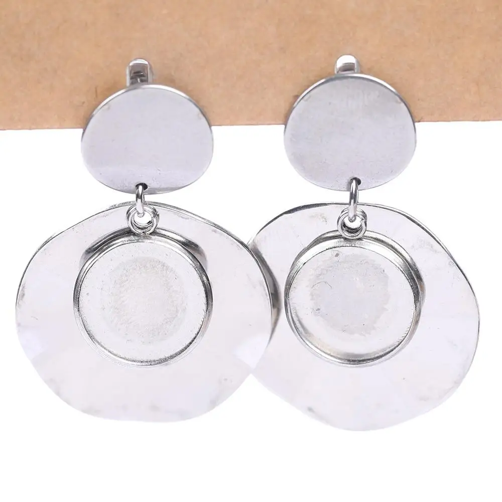 

6pcs Fit 12mm Cabcohon Earring Blanks Dangle Earring Base Setting Trays Diy Bezels For Jewelry Making Components