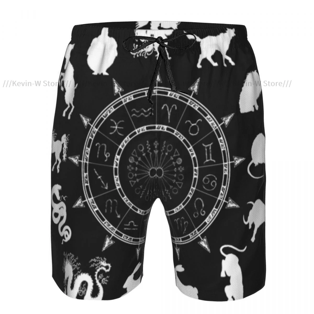 Schnellt rocknende Sommer Herren Bade bekleidung Beach Board kurze Slips für Mann schwarze Tabelle mit Horoskop Symbolen Schwimm koffer Beach wear