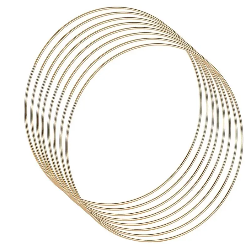 AT05-8Pcs Metal Floral Hoops Wreath 12 Inch Catcher Macrame Rings For Wedding Wreath Decor, Table Centerpieces