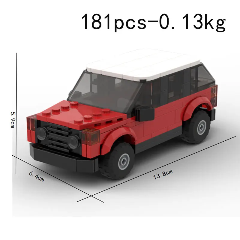 MOC 181pcs Mini Red and White SUV Off-road Vehicle City Commuter Car Small Particle Assembly Building Block Educational Model To