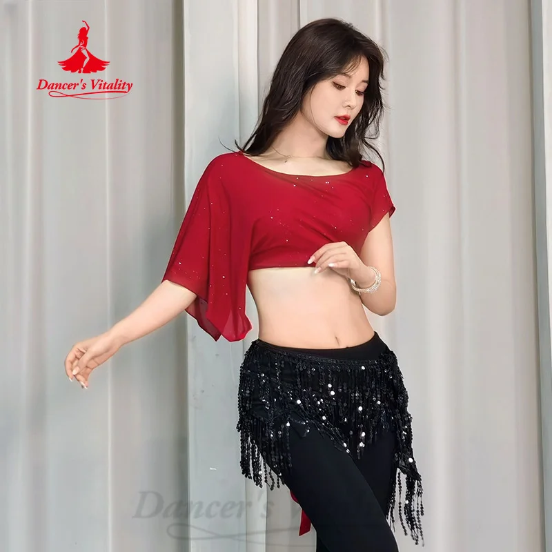 BellyDance Practice Top สําหรับผู้หญิงหลวมและสบายตาข่ายหญิง Oriental Dance Modern เต้นรําการฝึกอบรมเสื้อผ้า