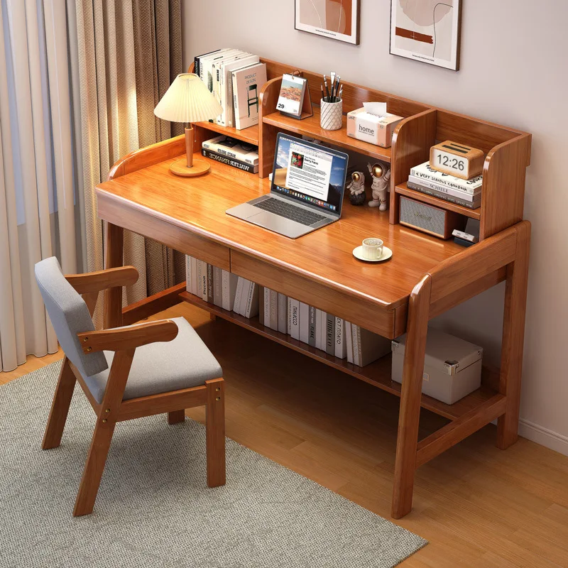 Small Apartment Desk Bookshelf Bedroom Bedside Writing Table Simple Home Desk Solid Wood Children's Study Table