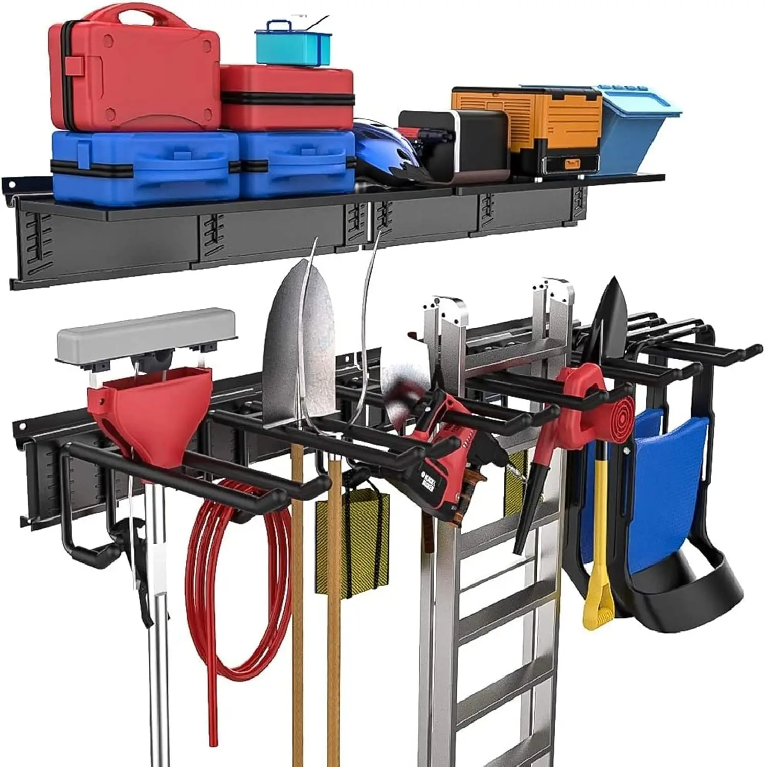 Garage Storage Organizer Systems, Wall Mount Overhead shelving, 48 inch Heavy Duty Steel Tool Racks, 6-Pack 12'' Double