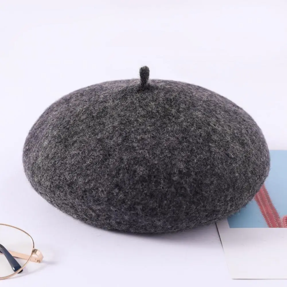 Wool Beret Vintage Knitted Winter Beret Thick Decorative Anti-slip Lady Cap for Party Prom Style Windproof Wool Hat