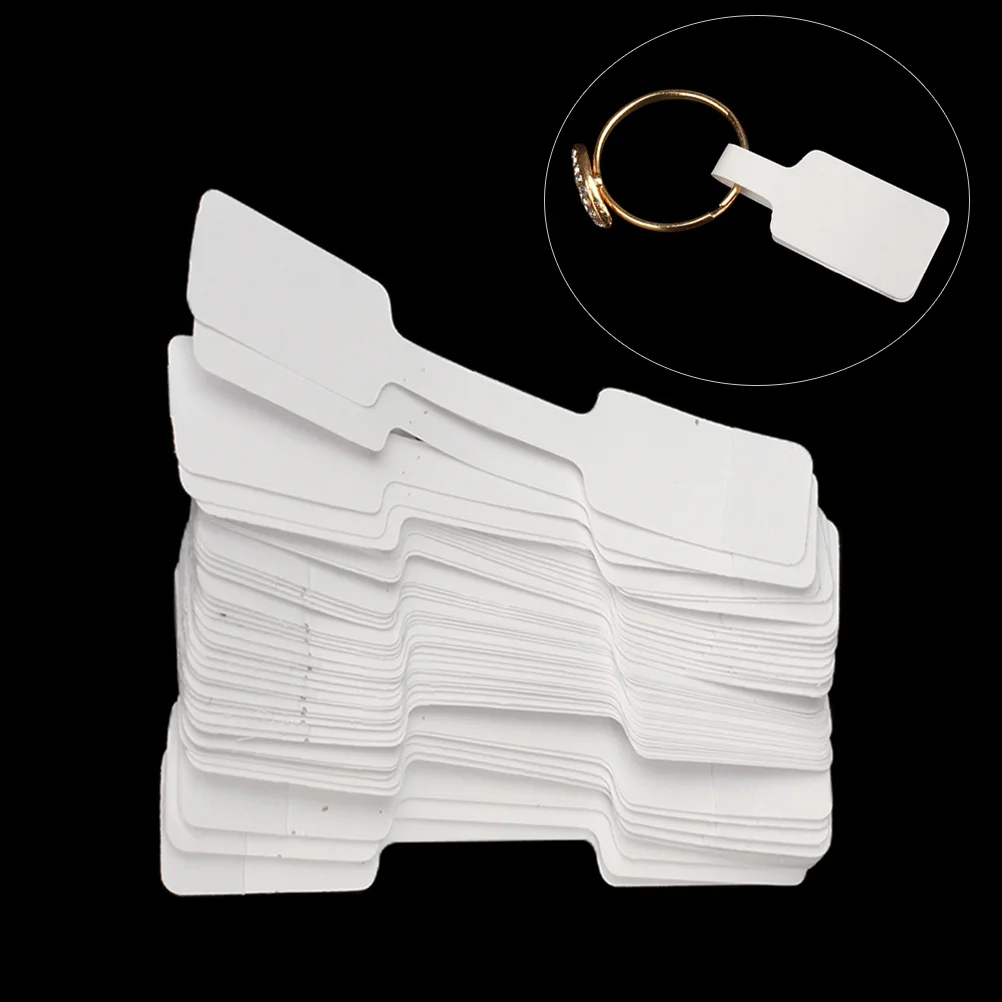 

90Pcs Blank White Paper Price Tags Jewelry Display Cards Jewelry Hangtags Ring Sticker Labels for Retail Labeling Office Home