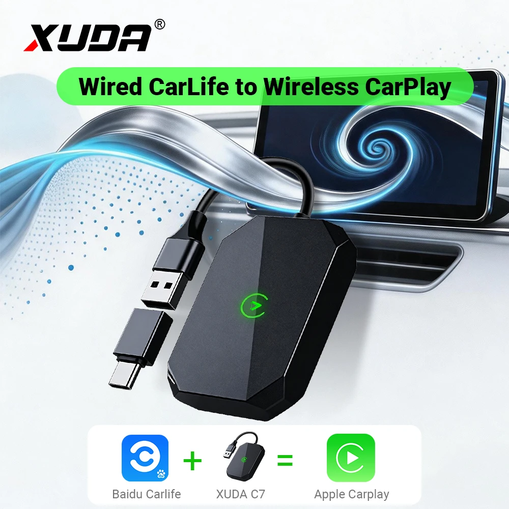 XUDA C7 Adapter Real-time Online Map & Multimedia Converter — Baidu CarLife to Apple Carplay — for iPhone Phones