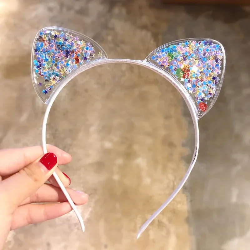 10pcs Transparent Cat Ear Headband Hair Ornament Head wear Girl Children  Party  Birthday Cosplay Costume
