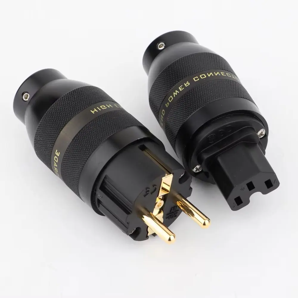 

Hifi Aluminium Alloy EU Version Gold/Rhodium Plated Power Cable Connector Plug for Power Cable