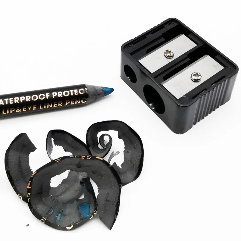Plastic Double Hole Eyebrow Pencil, Makeup Pencil, Pencil Sharpener, Manual Sharpening, Compact and Portable