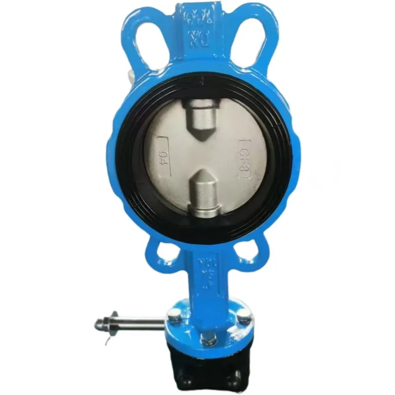 

Hot sale rubber lined water flow manual wafer type butterfly valve with clamp