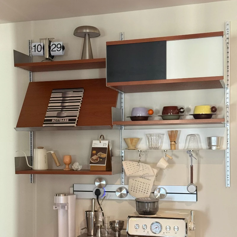 Wall Mounted Bookcase Unit Mid-Century Rail Floating Shelf for Small Space Modular Display Storage System DIY Living Room Decor
