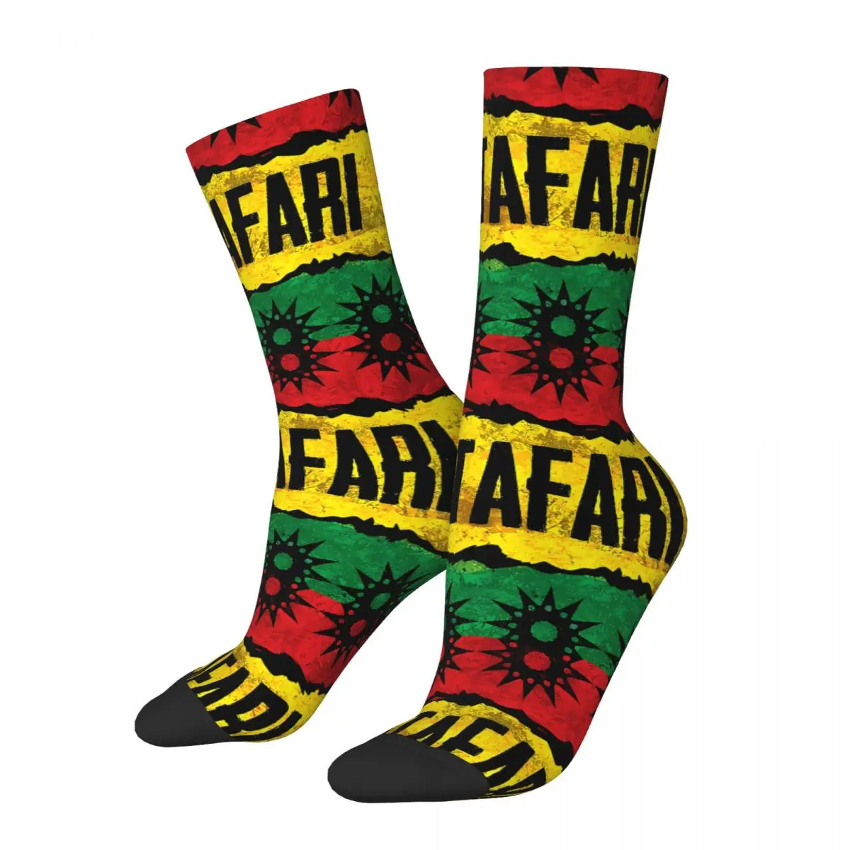 Funny Men's Socks Rastafarian Reggae Vintage Rastafari Rasta Street Style Seamless Crew Sock Gift Pattern Printed