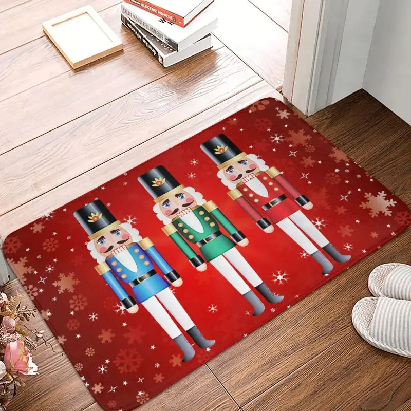 

Custom Nutcracker Doll Door Floor Kitchen Mat Anti-Slip Indoor Christmas Nutcrackers Soldier Doormat Garage Entrance Rug Carpet