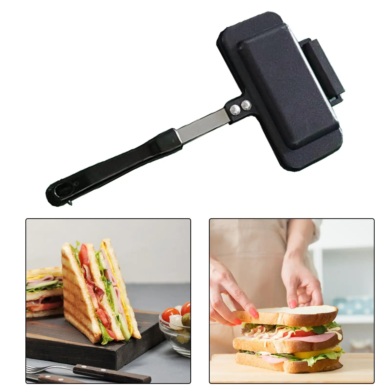 

Breakfast Sandwich Maker Double Sided Frying Pan Grill Pan Sandwich Baking Pan for Breakfast Tortillas Muffins Toast Dining Room