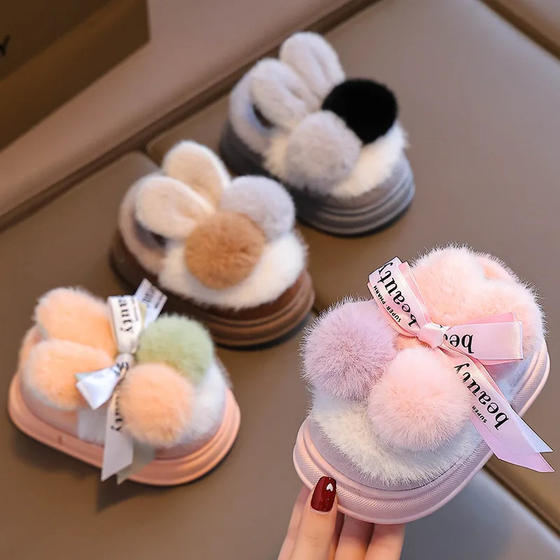 Baby Cotton Slippers Winter Cute Cartoon Boys and Girls Indoor Warm Home Toddler Non-slip Children Package with Cotton Shoes