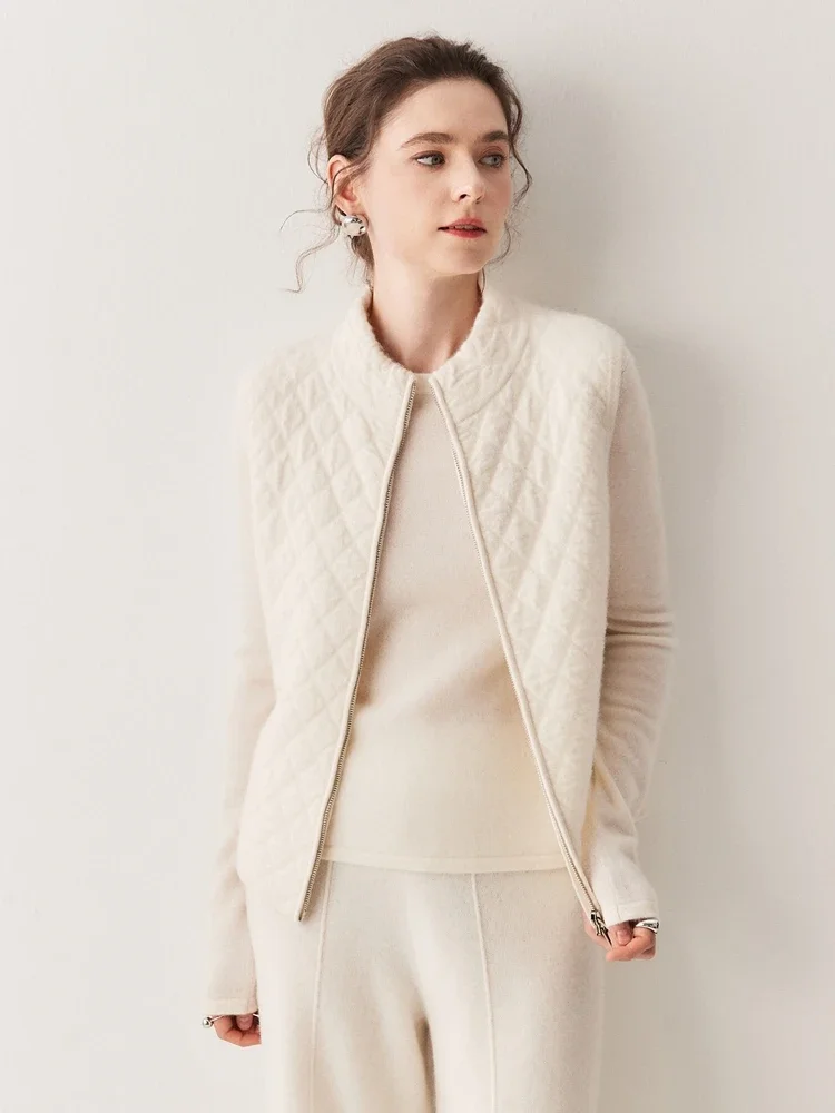 Air Layer Warm Vest Sweater 100% Cashmere Vest Cardigan Autumn Winter Sweater Waistcoat Knit Korean Women's Vest Sleeveless Coat