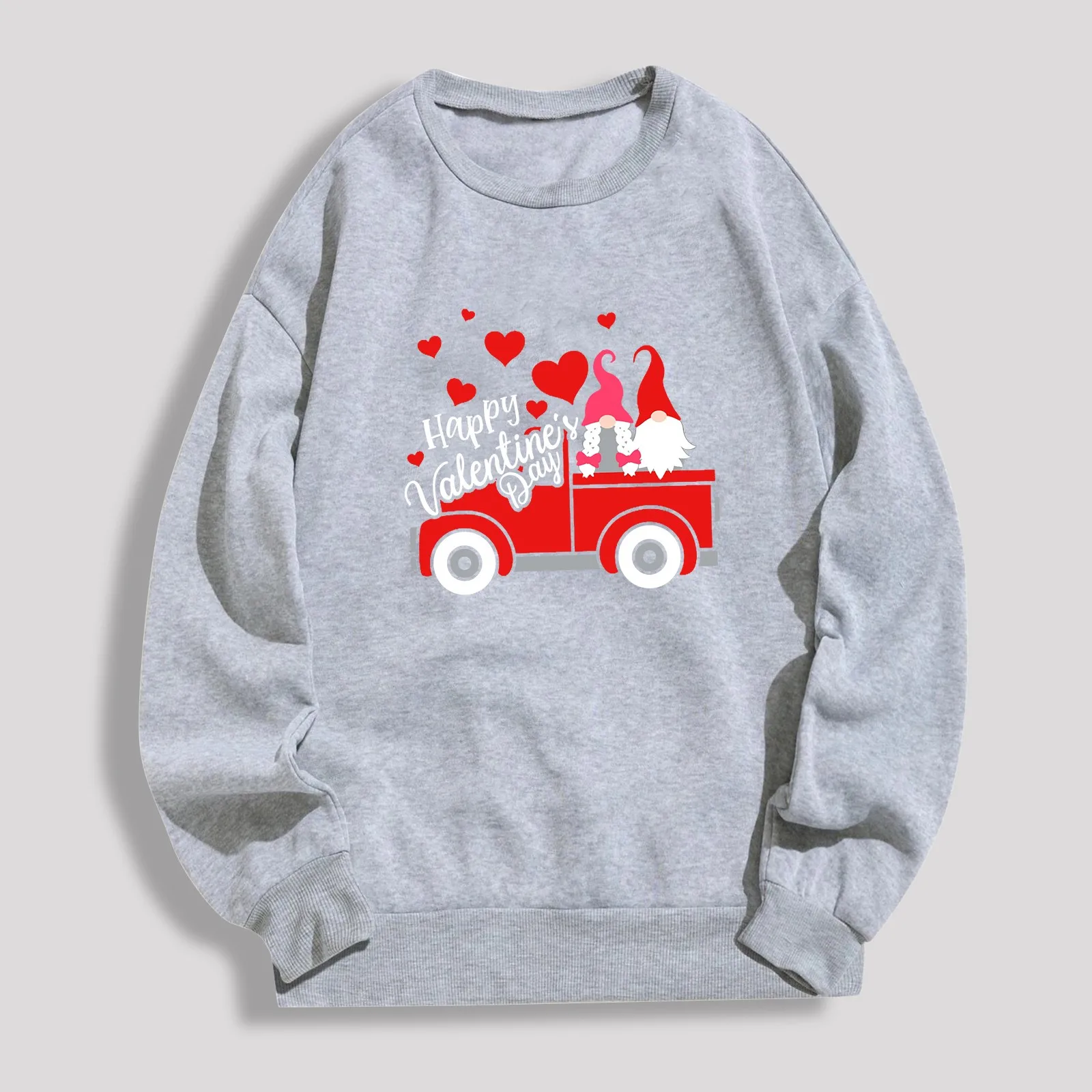 Womens Valentines Day Top Hoodies Long Sleeve Lovers Car Print Pullover Soft Warm Winter Sweatshirts Solid Color Tee Shirts