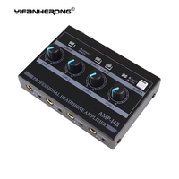 Headphone Amplifier Audio 4 Channels Powerful Stage Ultra Compact Studio With Power Adapter Stereo Mixer Low Distortion Splitter