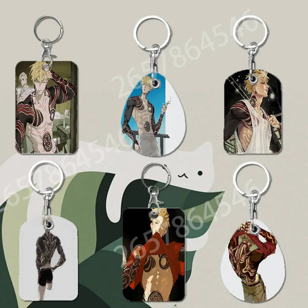 G-Gachiakuta E-Enjin Protective Printed Leather Card Case Metal Keychain for Bank Credit Bus Subway ID Cards