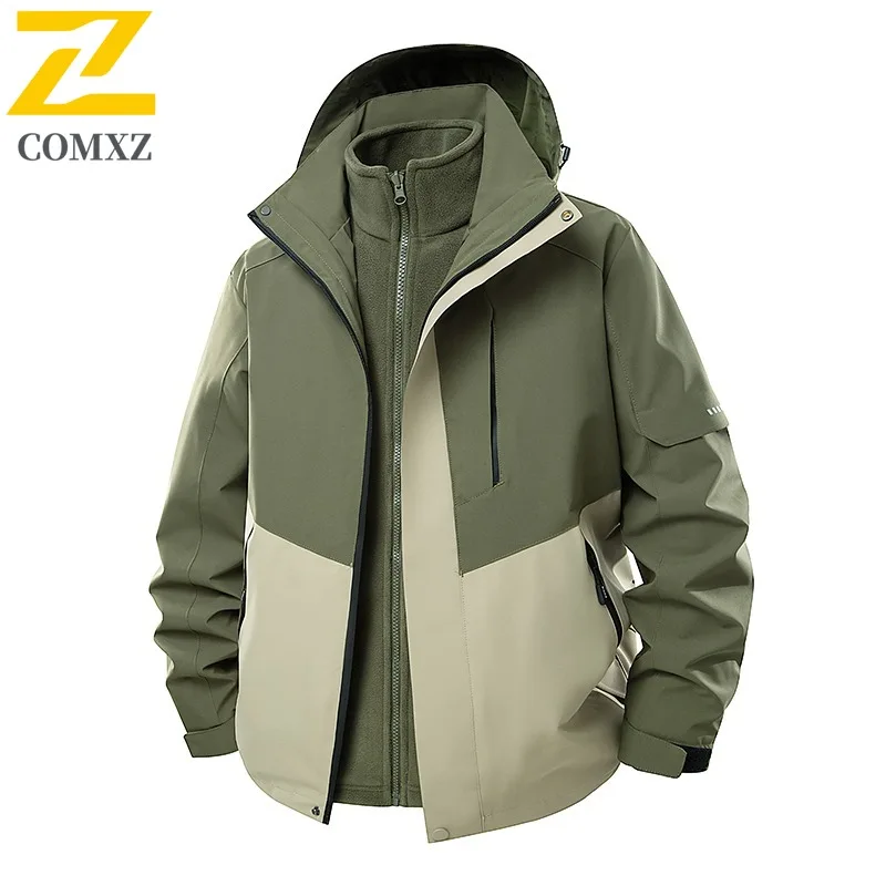 COMXZ متعددة الوظائف الفاخرة الرجال سترة في الهواء الطلق رحلة معطف دافئ خفيف أنيق مقنعين دافئ الباردة والدليل على الشتاء ملابس جديدة #2