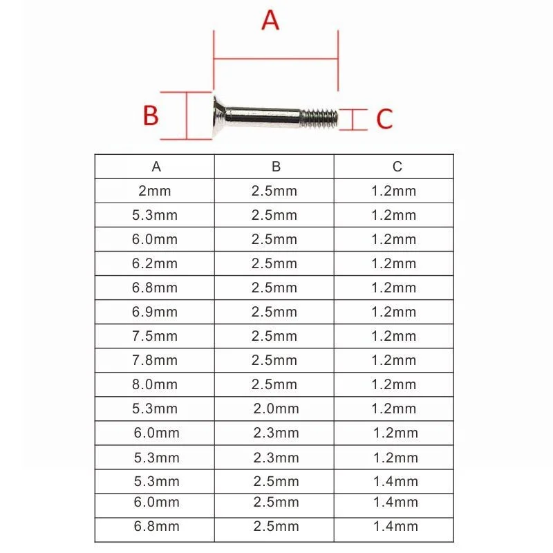 Metal Screw Tools For Hublot Bigbang Classic Fusion Series H-Shaped U-Shaped Watch Band Bezel Buckle Stainless Steel Screw