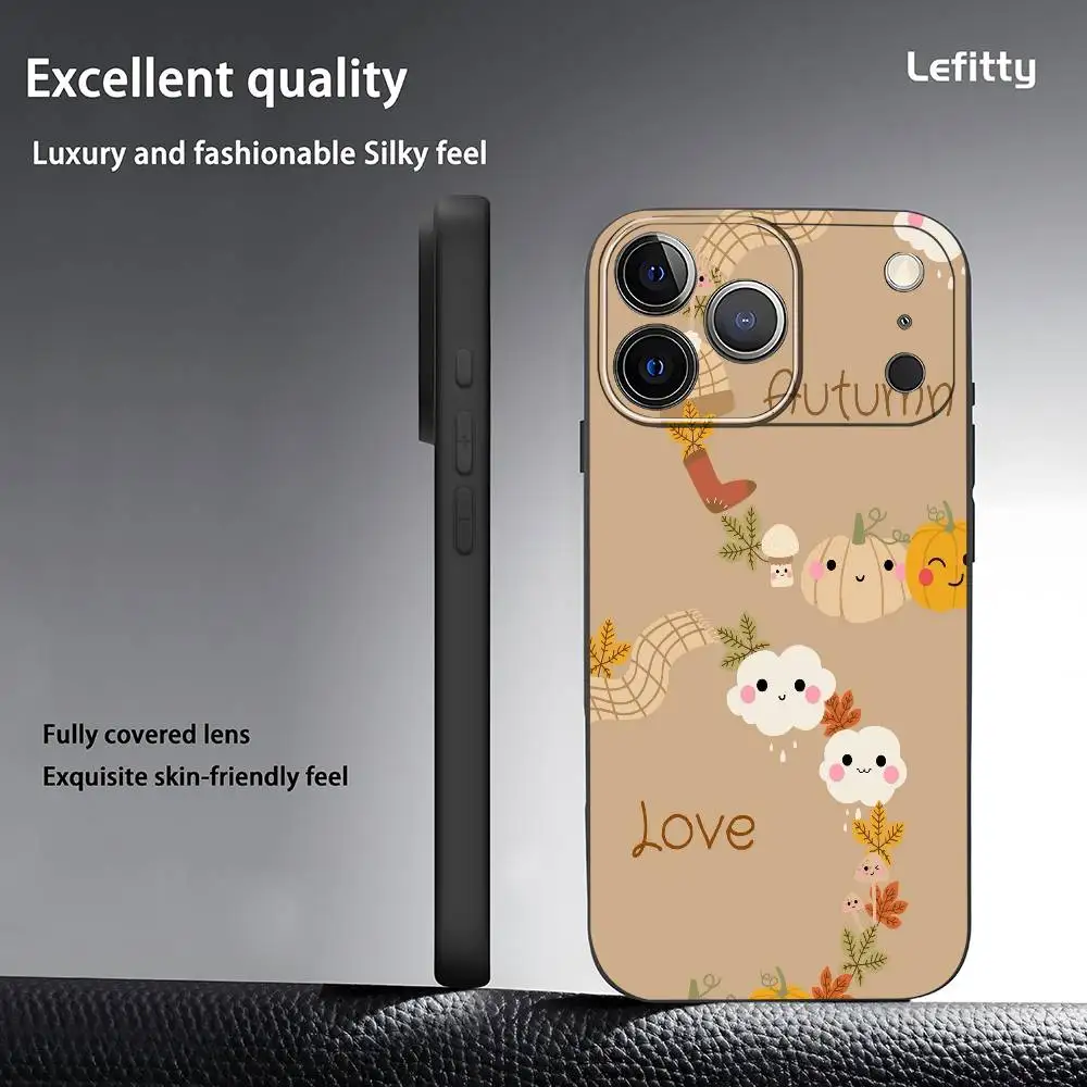 الخريف يترك اليقطين قضية الهاتف آيفون 17 16 15 14 13 برو ماكس زائد البسيطة متجمد لينة حالة فوندا للصدمات #3