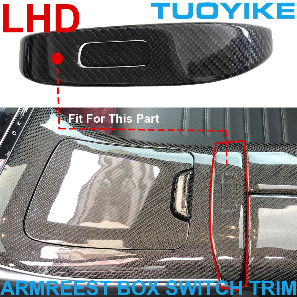 

LHD Car Real Carbon Fiber Center Console Armrest SwitchTrim Cover Sticker For Mercedes BENZ C-Class W206 C200 C260 2022-2023